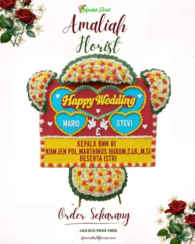 Karangan Papan Bunga Pernikahan di Pesantunan